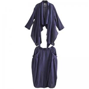 Ramie Flouncing Waterfall Cardigan with Ramie Skirt