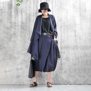 Ramie Flouncing Waterfall Cardigan with Ramie Skirt