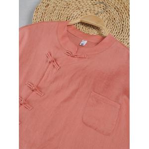 Mandarin Collar Pastel Colored Linen Customized Blouse