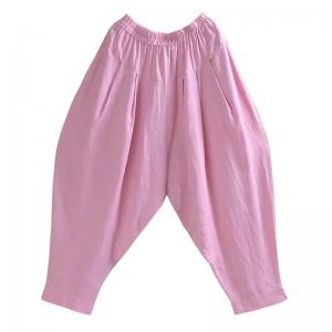 Summer Loose Linen Pink Customize Yoga Pants