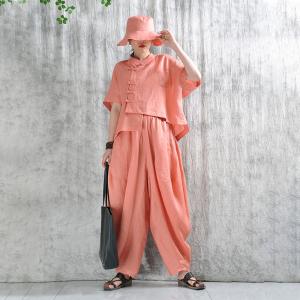 Peach Fuzz Linen Loose Manual Thai Fisherman Pants