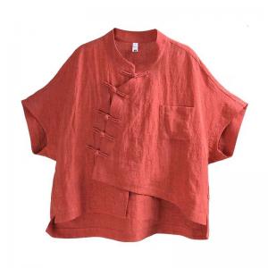 Eastern Buttons Yarn-Dyed Linen Cheongsam Blouse