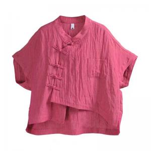 Eastern Buttons Yarn-Dyed Linen Cheongsam Blouse