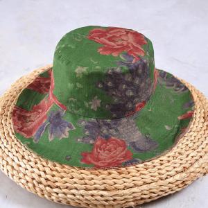 Flowers Patterned Linen Bucket Hat