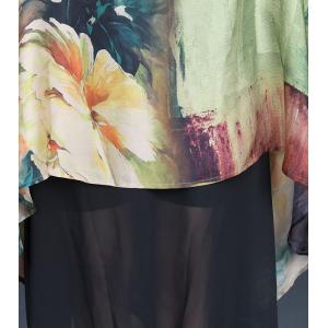 Flowers Loose Silky Elegant Maxi Caftan Dress