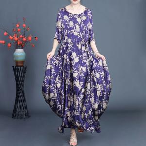 Empire Waist Printed Flouncing Tied Maxi Dress