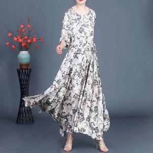 Empire Waist Printed Flouncing Tied Maxi Dress