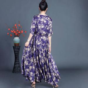 Empire Waist Printed Flouncing Tied Maxi Dress