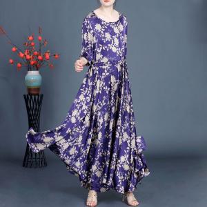 Empire Waist Printed Flouncing Tied Maxi Dress