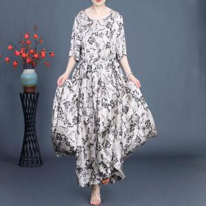 Empire Waist Printed Flouncing Tied Maxi Dress