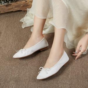 Office Casual Bowknot Leather Comfy Flats