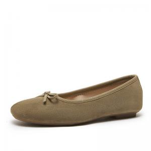 Solid Color Sheepskin Suede Bowknot Ballet Flats