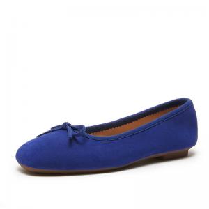 Solid Color Sheepskin Suede Bowknot Ballet Flats