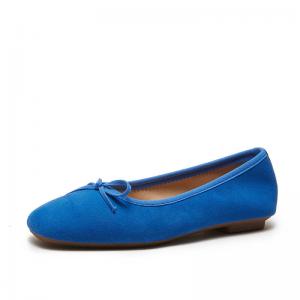 Solid Color Sheepskin Suede Bowknot Ballet Flats