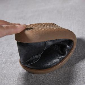 Round Toe Soft Leather Slip-On Mommy Flats