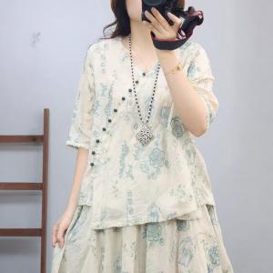 Slanted Pankou V-Neck Embroidered Eastern Shirt