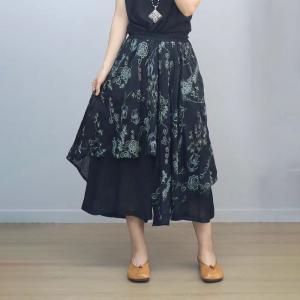 Layered Embroidery Wide Leg Pant Skirt