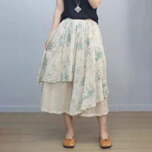 Layered Embroidery Wide Leg Pant Skirt