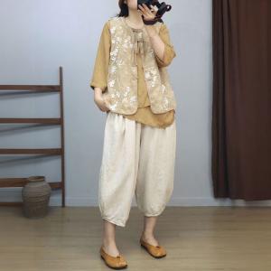 Chinese Buttons Embroidery Lace Vest