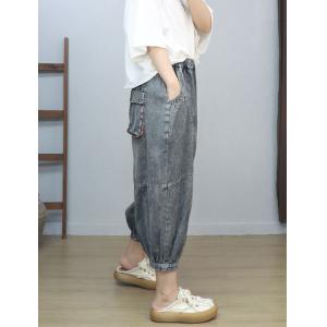 Hip Pockets Baggy Stone Wash Balloon Jeans