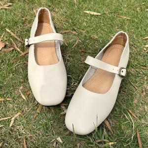 Buckle Straps Leather Flat Mary Jane Shoes