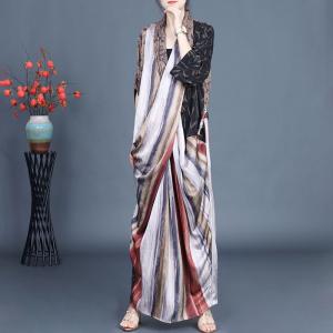 Colorful Striped Front Cross Tied Wrap Dress