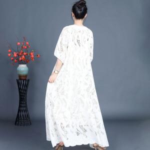 Elegant Lace Crochet Maxi Dress with Camisole