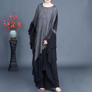 Asymmetrical Flouncing Jacquard Tunic Dress