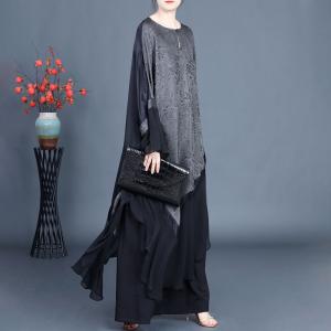 Asymmetrical Flouncing Jacquard Tunic Dress