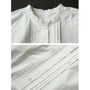 Ruffled Collar Puff Sleeves Cotton White Blouse
