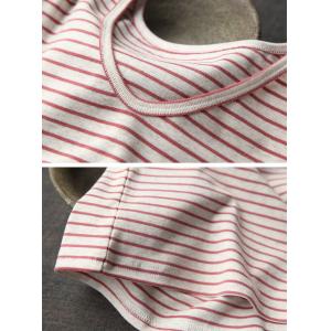 V-Neck Red Striped Cotton Casual T-shirt