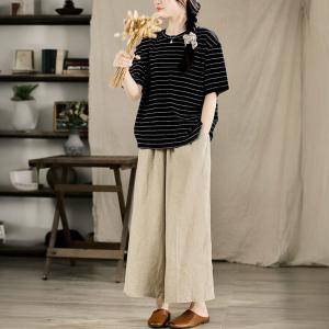 Organic Linen Wide Leg Pants for Women