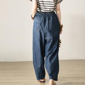 Plus Size Cotton Linen High Rise Jeans