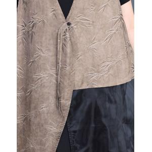 Jacquard Bamboo V-neck Flounced Waistcoat with Wide Leg Pants