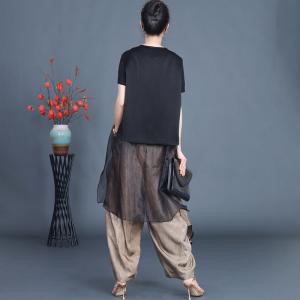 Jacquard Bamboo V-neck Flounced Waistcoat with Wide Leg Pants