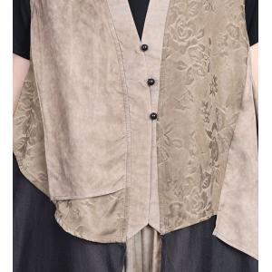 Jacquard Flounced Long Waistcoat with Silk Harem Pants