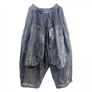 Summer Casual Patchwork Linen Large Ankle Pants