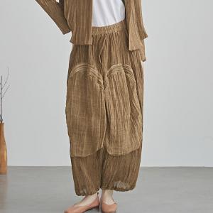 Summer Casual Patchwork Linen Large Ankle Pants