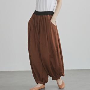 Linen and Mulberry Silk Loose High Rise Harem Pants