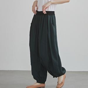 Linen and Mulberry Silk Loose High Rise Harem Pants