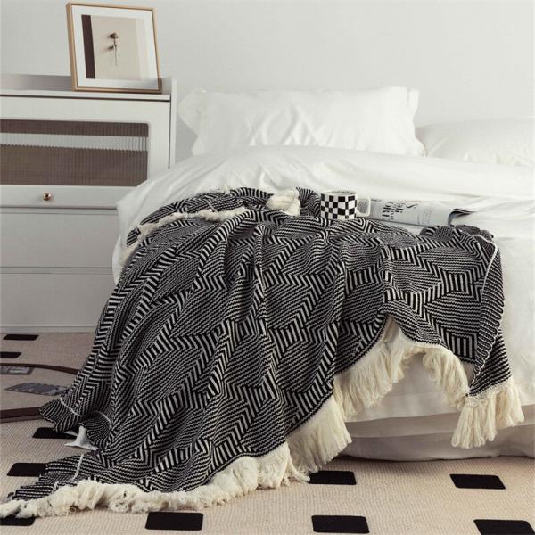 Modern Chic Knit Tassel Bed Blanket