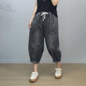 Summer Style Baggy Stone Wash Cropped Jeans