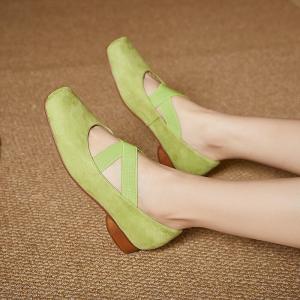 Front Cross Sheep Skin Low Heels Ballet Shoes