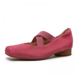 Front Cross Sheep Skin Low Heels Ballet Shoes