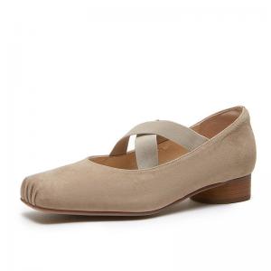 Front Cross Sheep Skin Low Heels Ballet Shoes