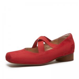 Front Cross Sheep Skin Low Heels Ballet Shoes