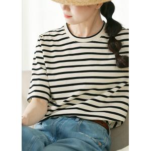 Comfy Casual Black Striped Lazy Day T-shirt