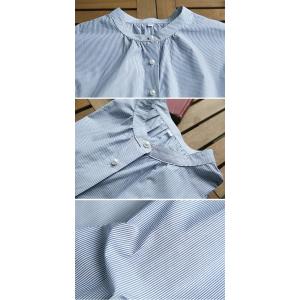 Pearl Buttons Cotton Pinstriped Ladies Shirt