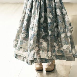 Summer Flowers Patterned Ramie Maxi Resort Skirt