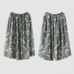 Summer Flowers Patterned Ramie Maxi Resort Skirt